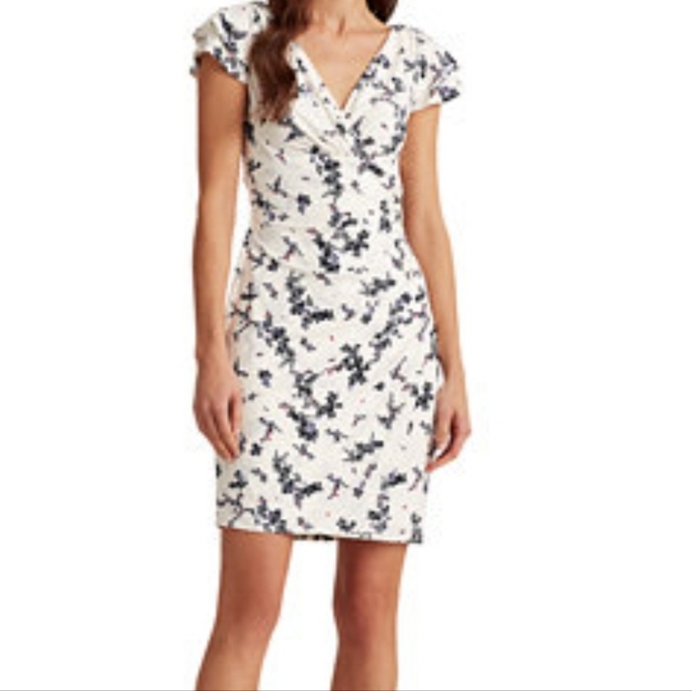 Lauren by Ralph Lauren | 8 Petite | Short sleeve, v-neck, floral dress.